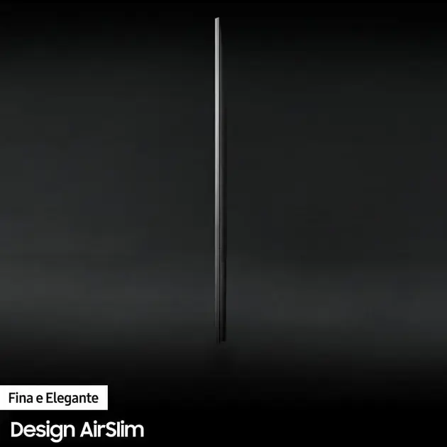 Imagem lateral da TV, com fundo escuro e uniforme.